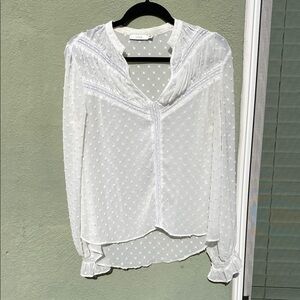 Lush White Ruffled Sailor Collar Blouse